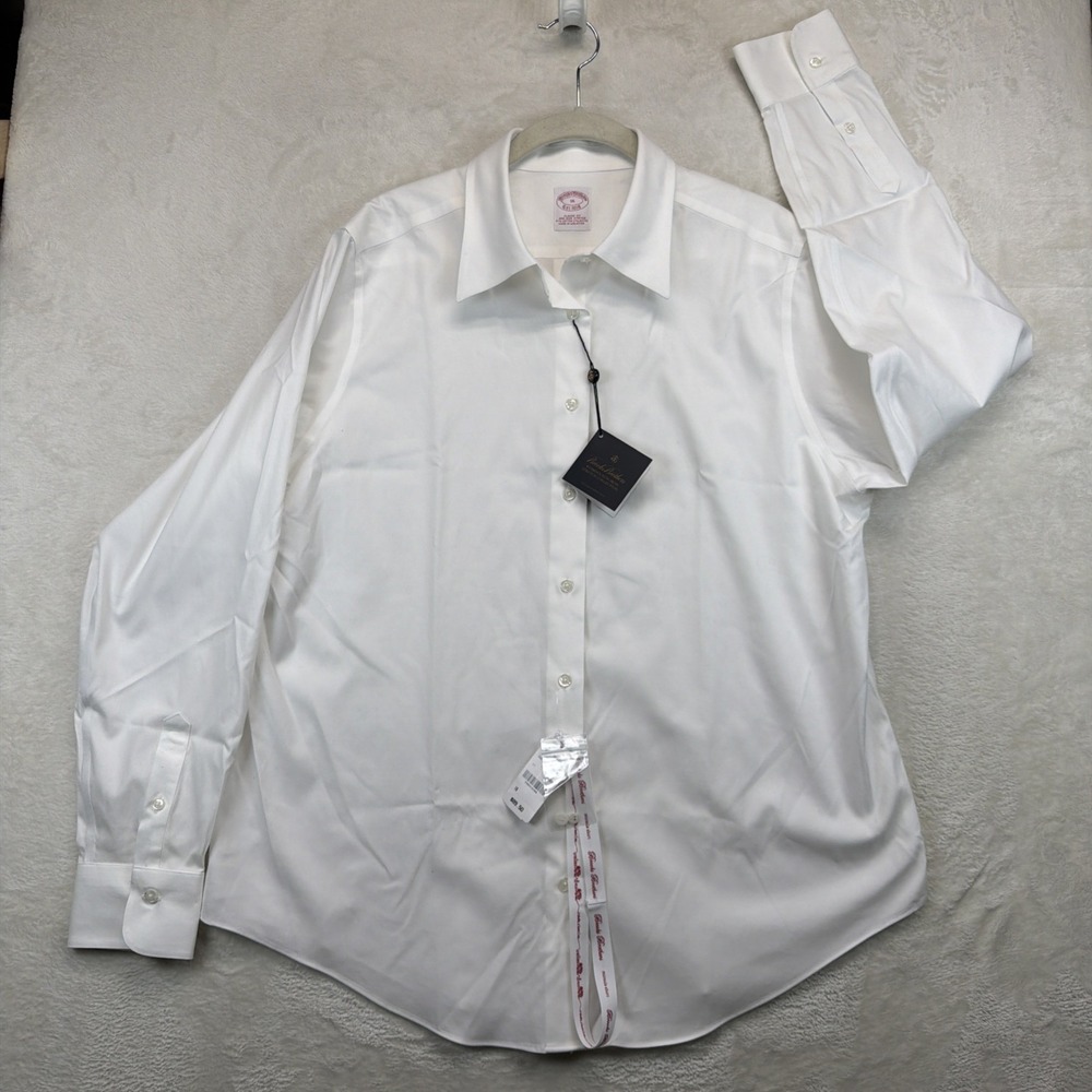 Brooks Brothers Miracle Shirt Women's White Non-Iron Dress Shirt 16 Classic Fit